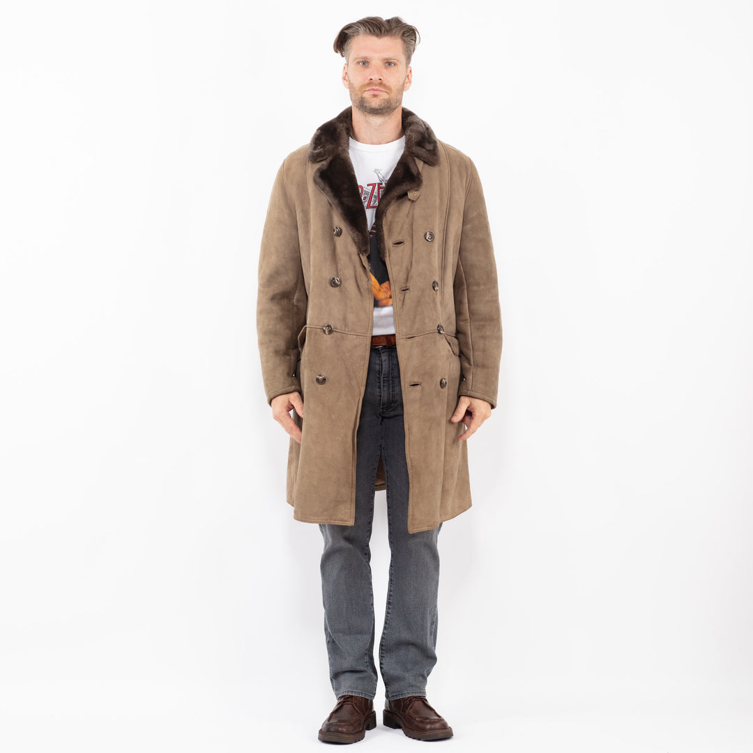 Vintage 70's Men Sheepskin Coat in BeigeZ2049