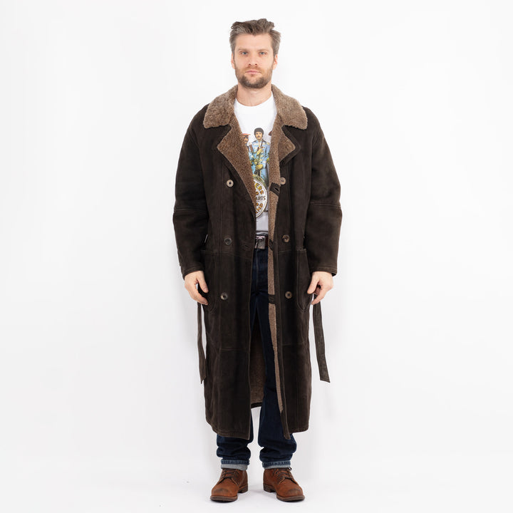 Vintage 90's Men Sheepskin Coat in BrownZ2656
