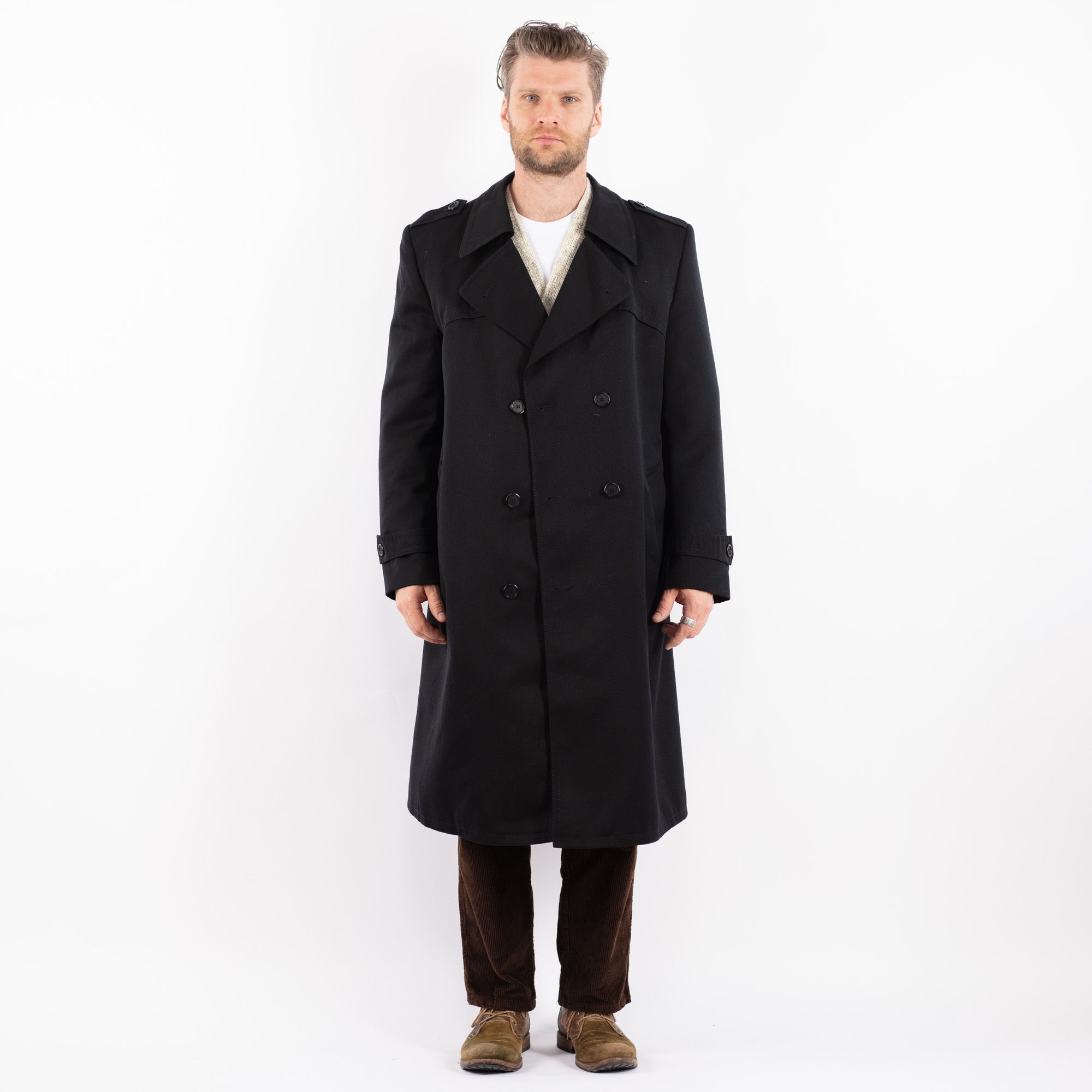 Online Vintage Store | Vintage 90's Men Wool Blend Trench Coat in
