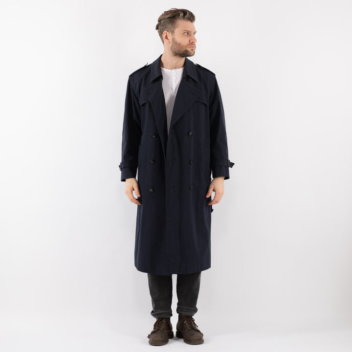 Vintage 80's Men Trench Coat in BlueZ934