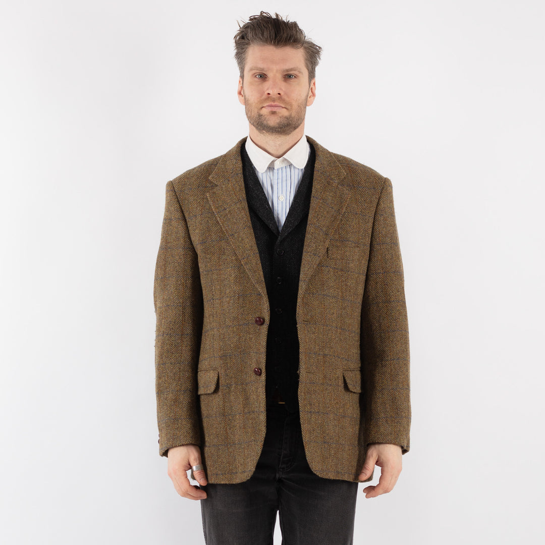 Vintage 80's Men Harris Tweed Jacket in Beige