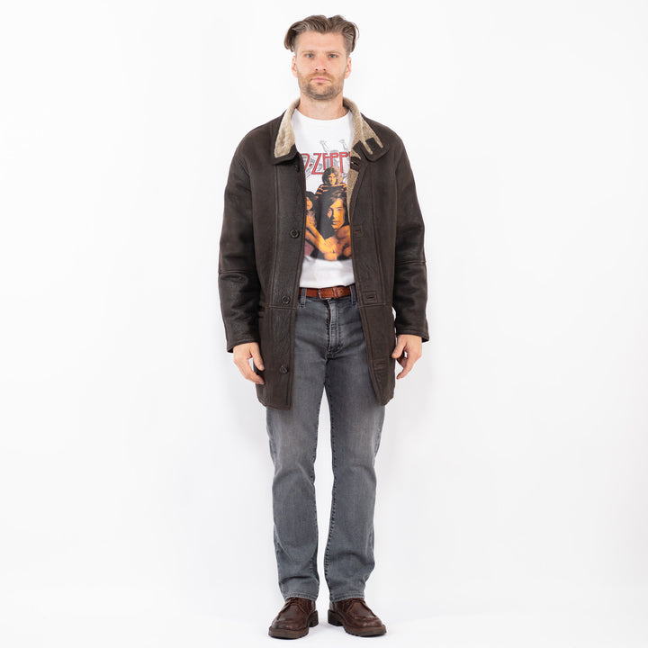 Vintage 90's Men Sheepskin Coat in BrownZ2050