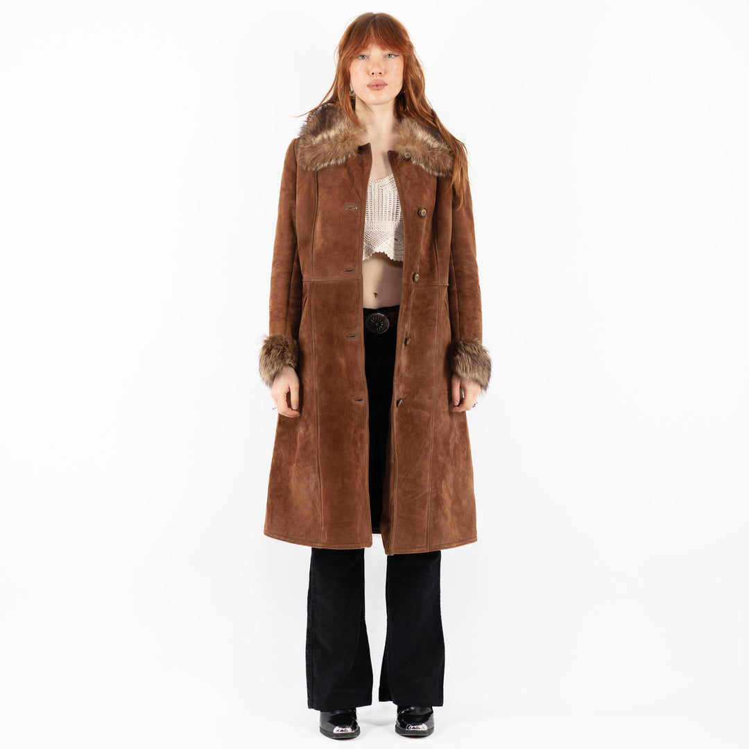 Vintage 70's Women Sheepskin Coat in BrownV9758