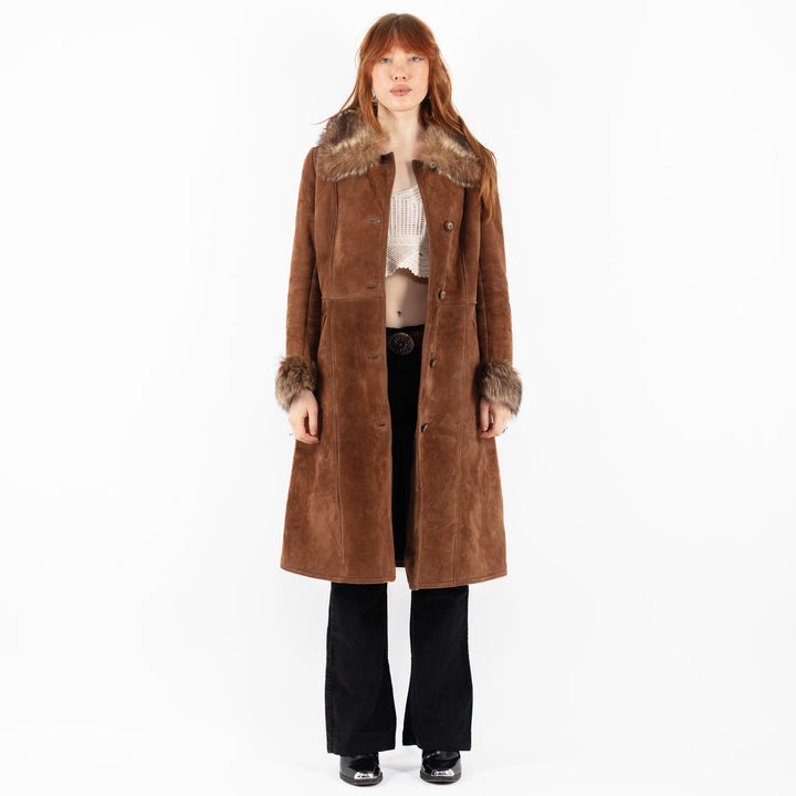 Vintage 70's Women Sheepskin Coat in BrownV9758