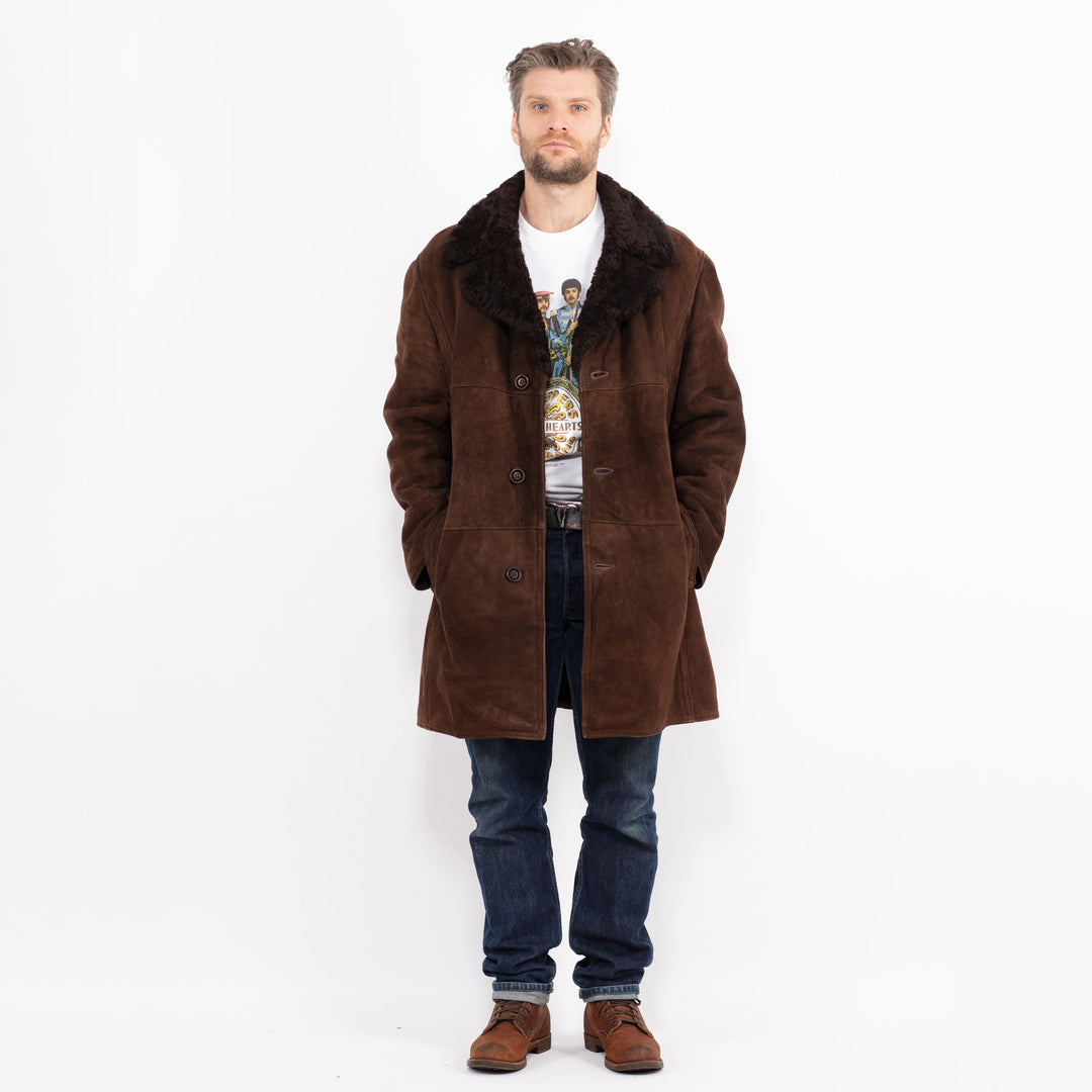 Vintage 70's Men Sheepskin Coat in BrownZ2657