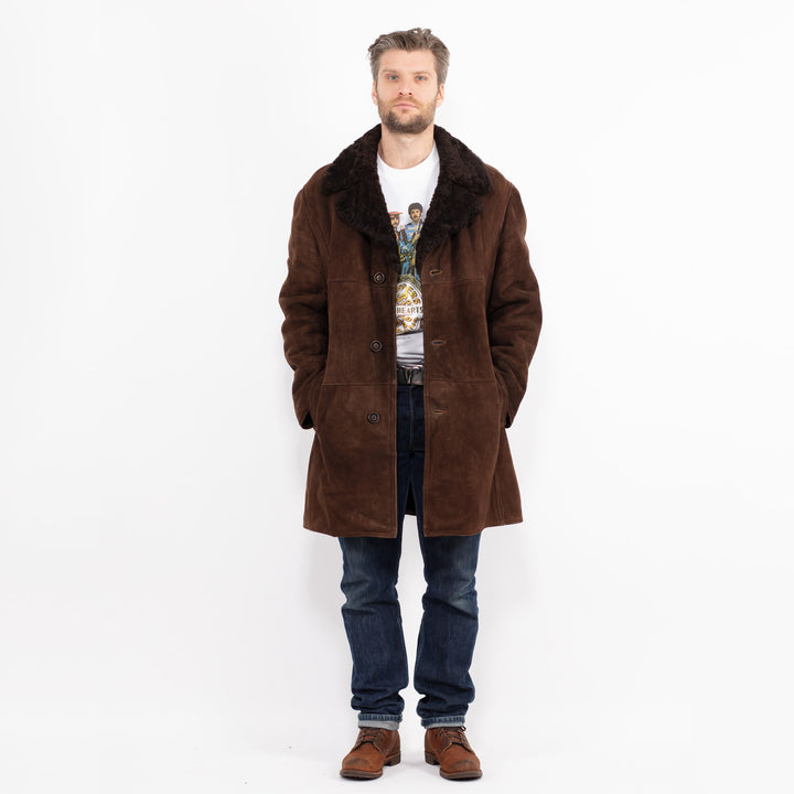 Vintage 70's Men Sheepskin Coat in BrownZ2657