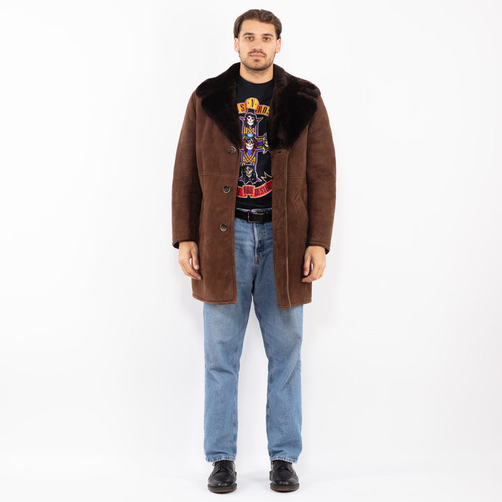 Vintage 70's Men Sheepskin Coat in Brown