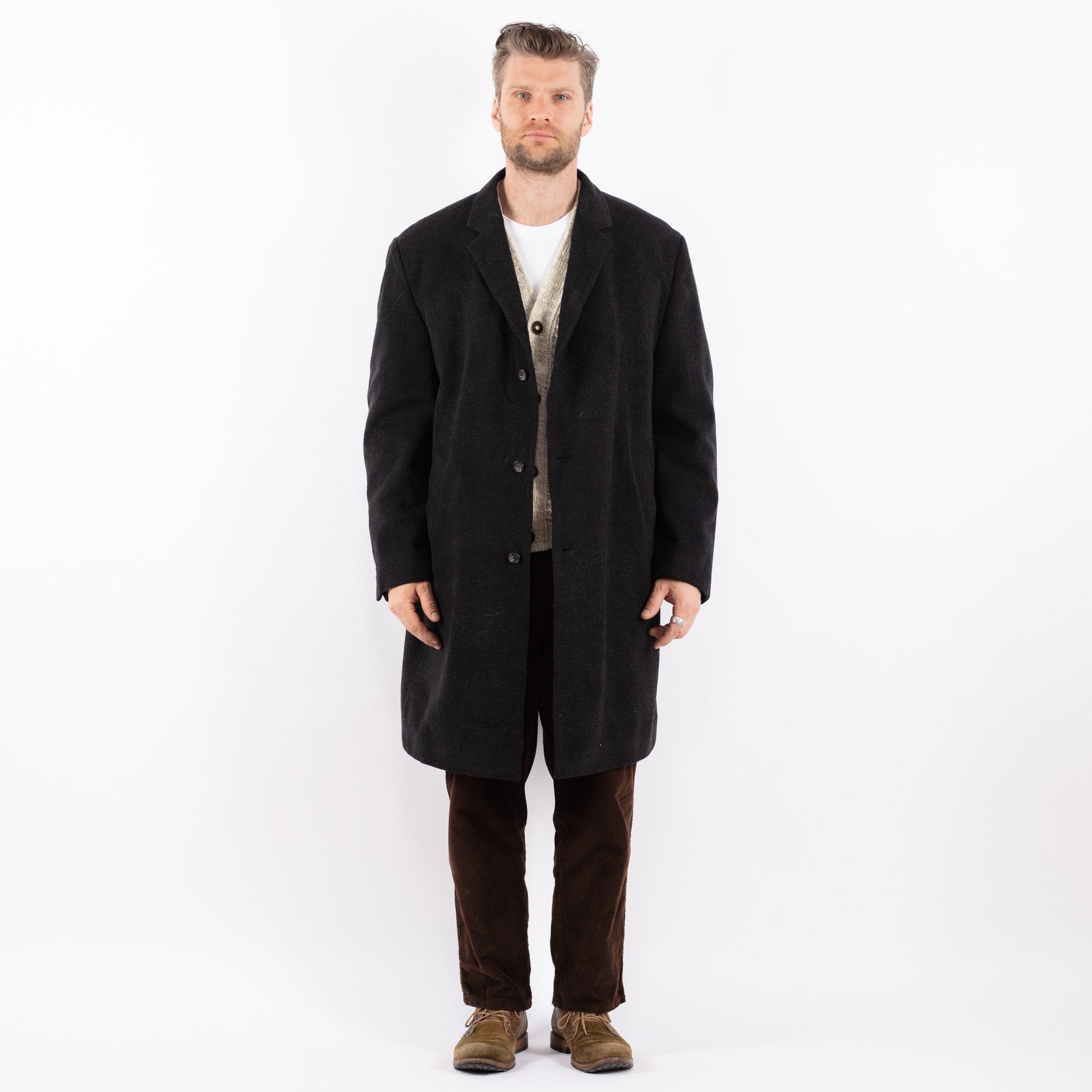 Online Vintage Store | Vintage 90's Men Wool Blend Coat in Gray