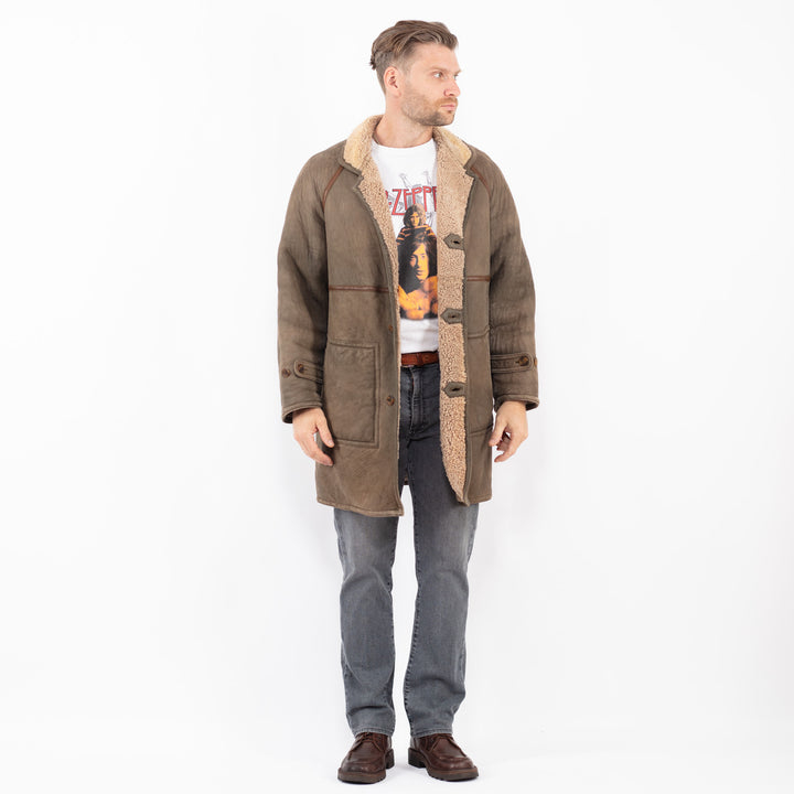 Vintage 90's Men Sheepskin Coat in BrownZ2052