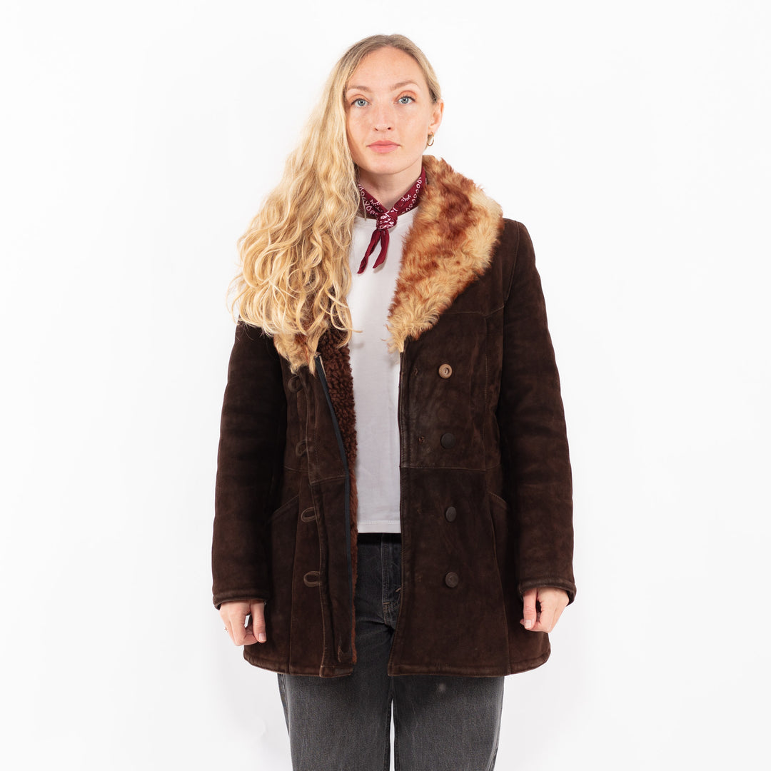 Vintage 70's Women Sheepskin Coat in BrownA0607