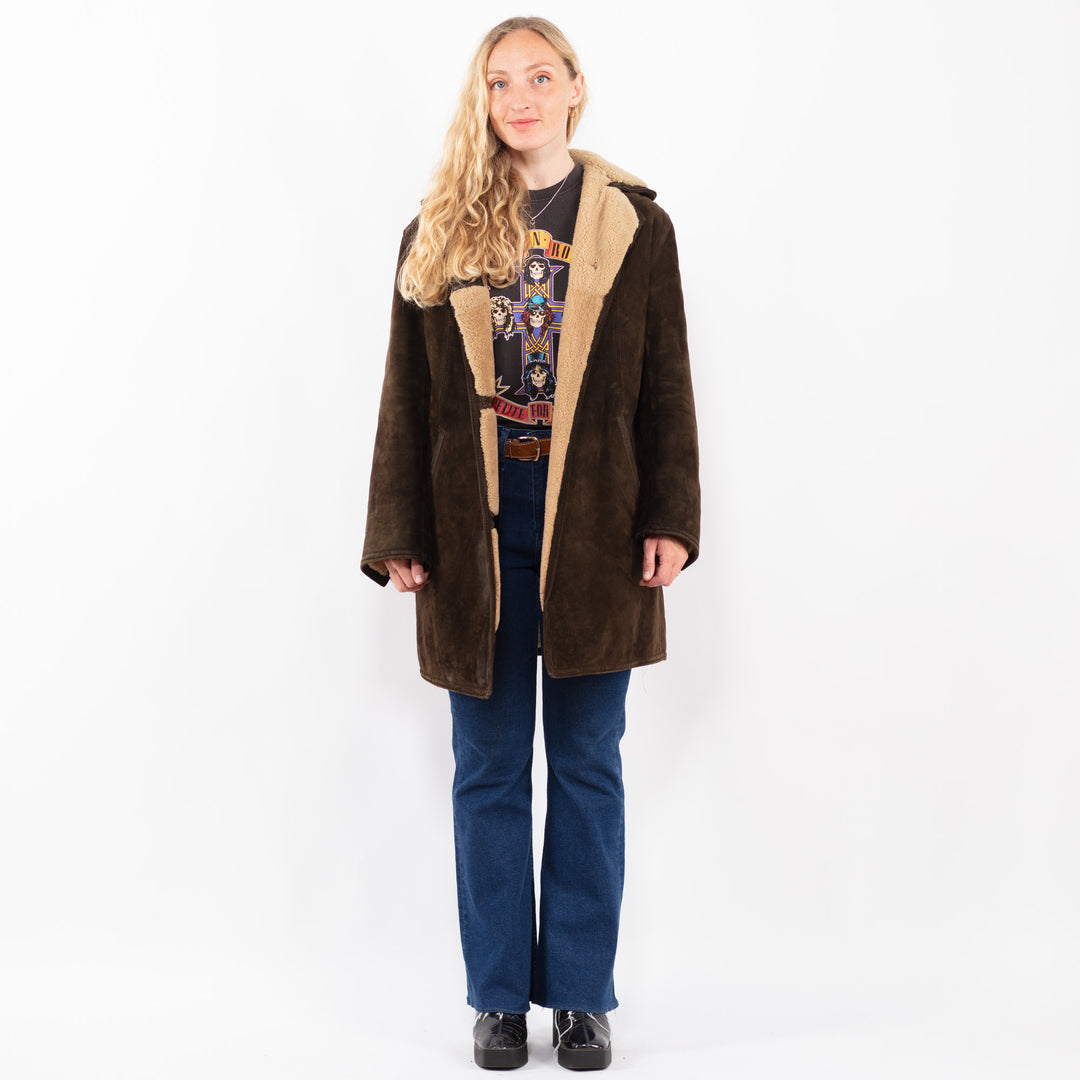Vintage 70's Women Sheepskin Coat in BrownA0364
