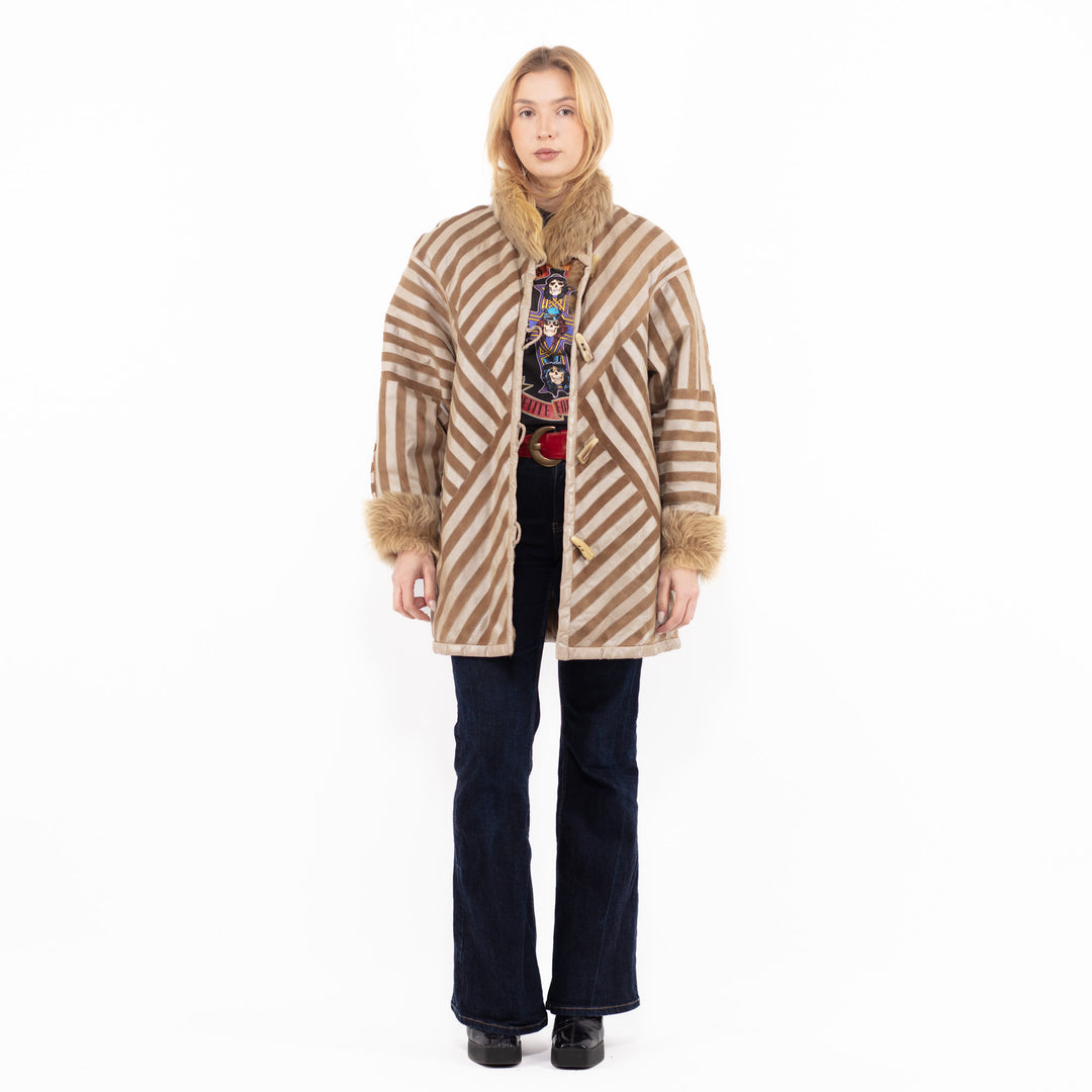 Vintage 80's Women Sheepskin Coat in BrownA1094