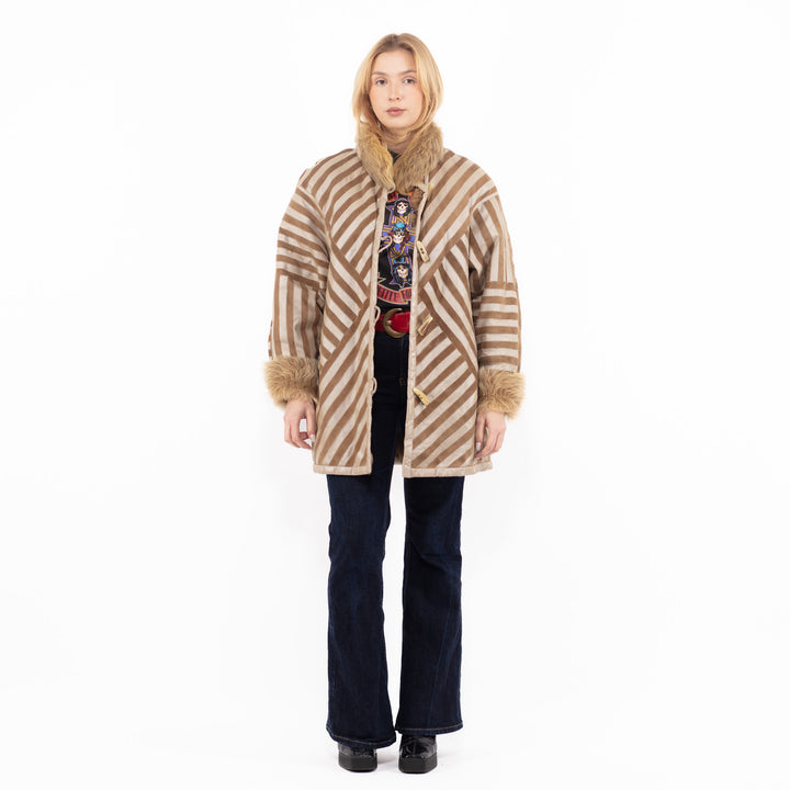 Vintage 80's Women Sheepskin Coat in BrownA1094