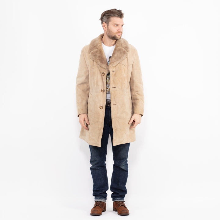 Vintage 70's Men Sheepskin Coat in BeigeZ2659