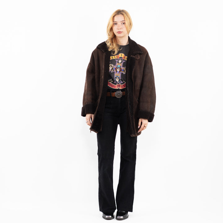 Vintage 80's Women Sheepskin Coat in BrownA0157