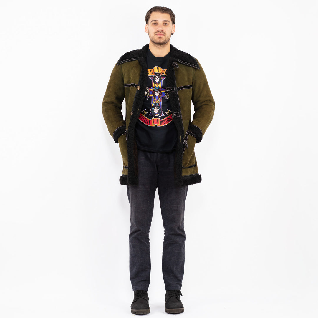 Vintage 70's Men Sheepskin Coat in GreenZ2369