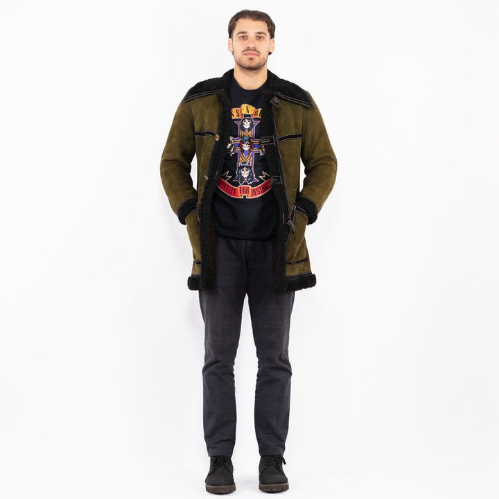 Vintage 70's Men Sheepskin Coat in GreenZ2369