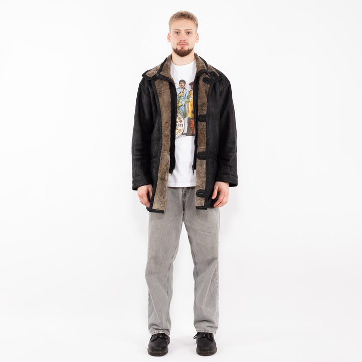 Vintage 90's Men Leather Coat in BlackZ2464