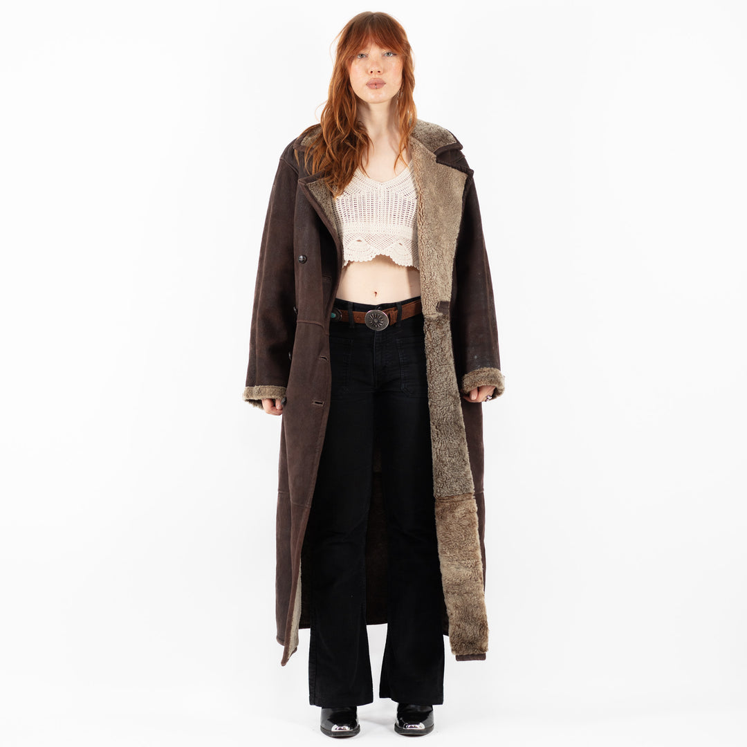 Vintage 90's Women Sheepskin Coat in BrownV9761