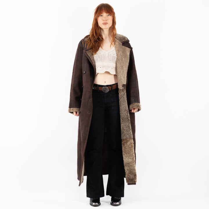 Vintage 90's Women Sheepskin Coat in BrownV9761
