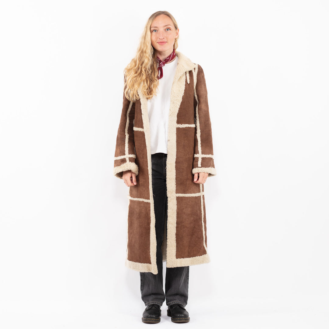 Vintage 90's Women Sheepskin Coat in BrownA0608