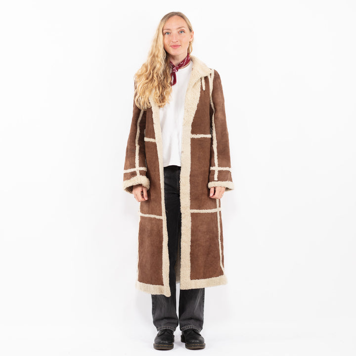 Vintage 90's Women Sheepskin Coat in BrownA0608