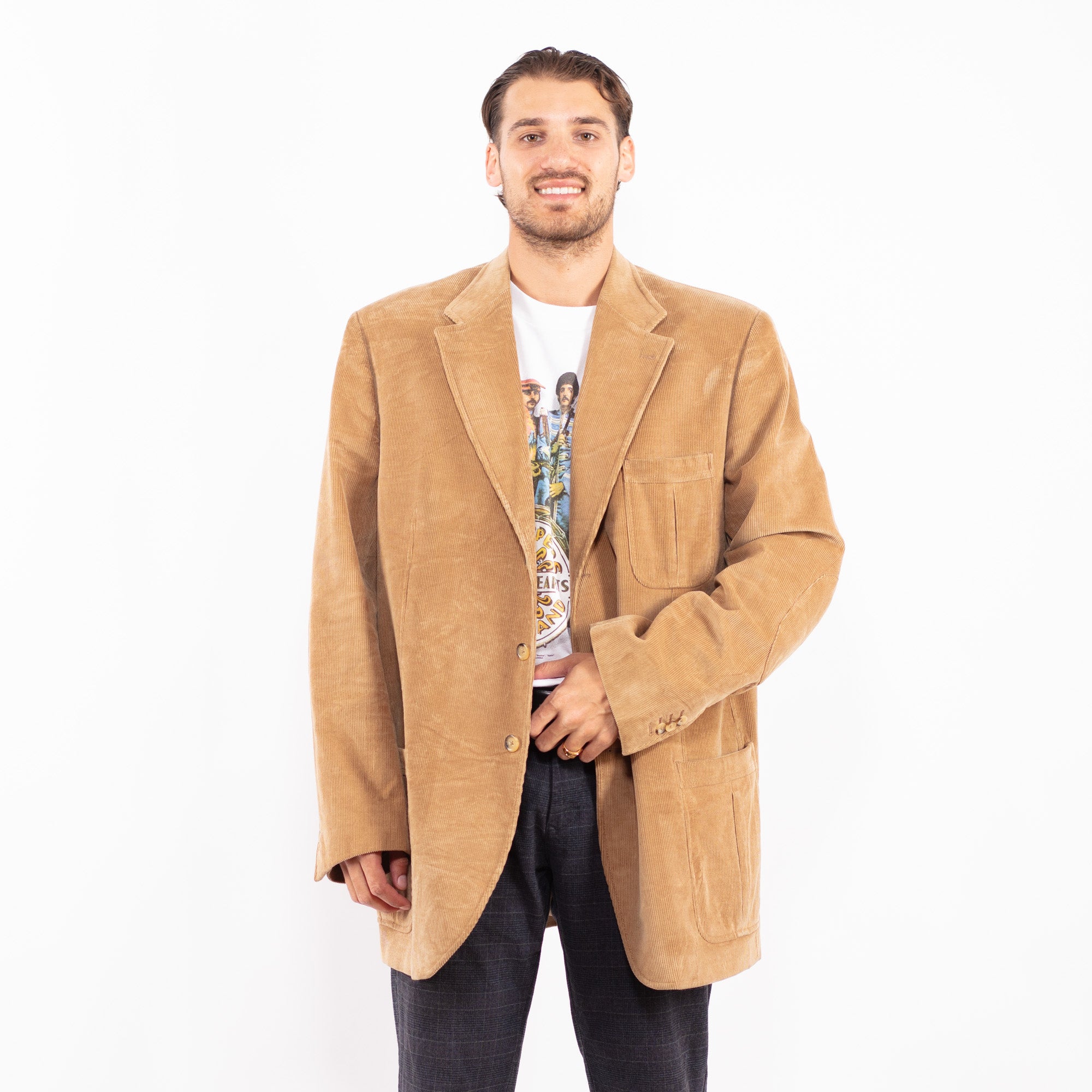 ジャケット・アウター corduroy tailored jacket 90s Vintage GREATLAND Corduroy Chore Coat Jacket Sz M Golden Leather