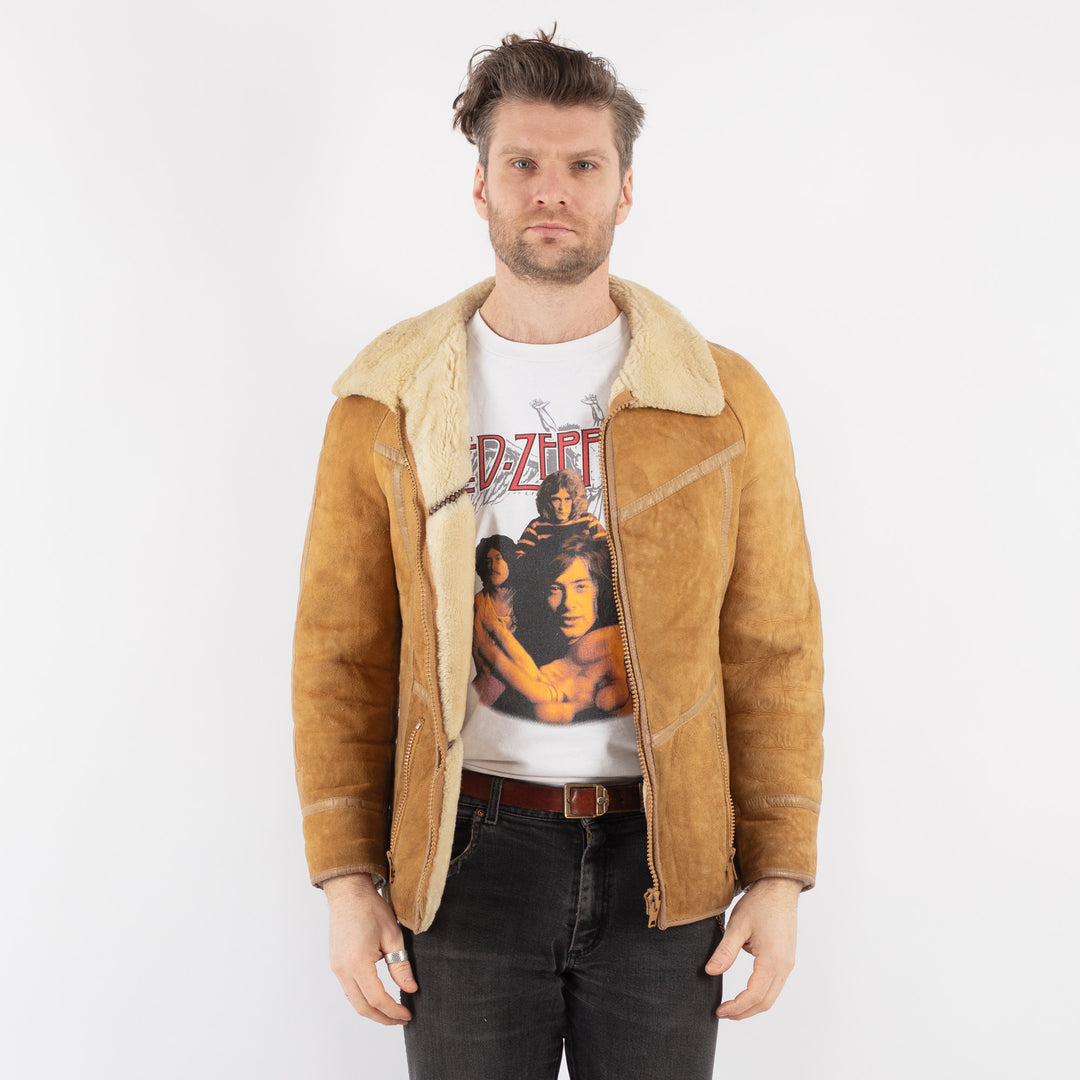 Vintage 70's Men Sheepskin Jacket in BrownZ778