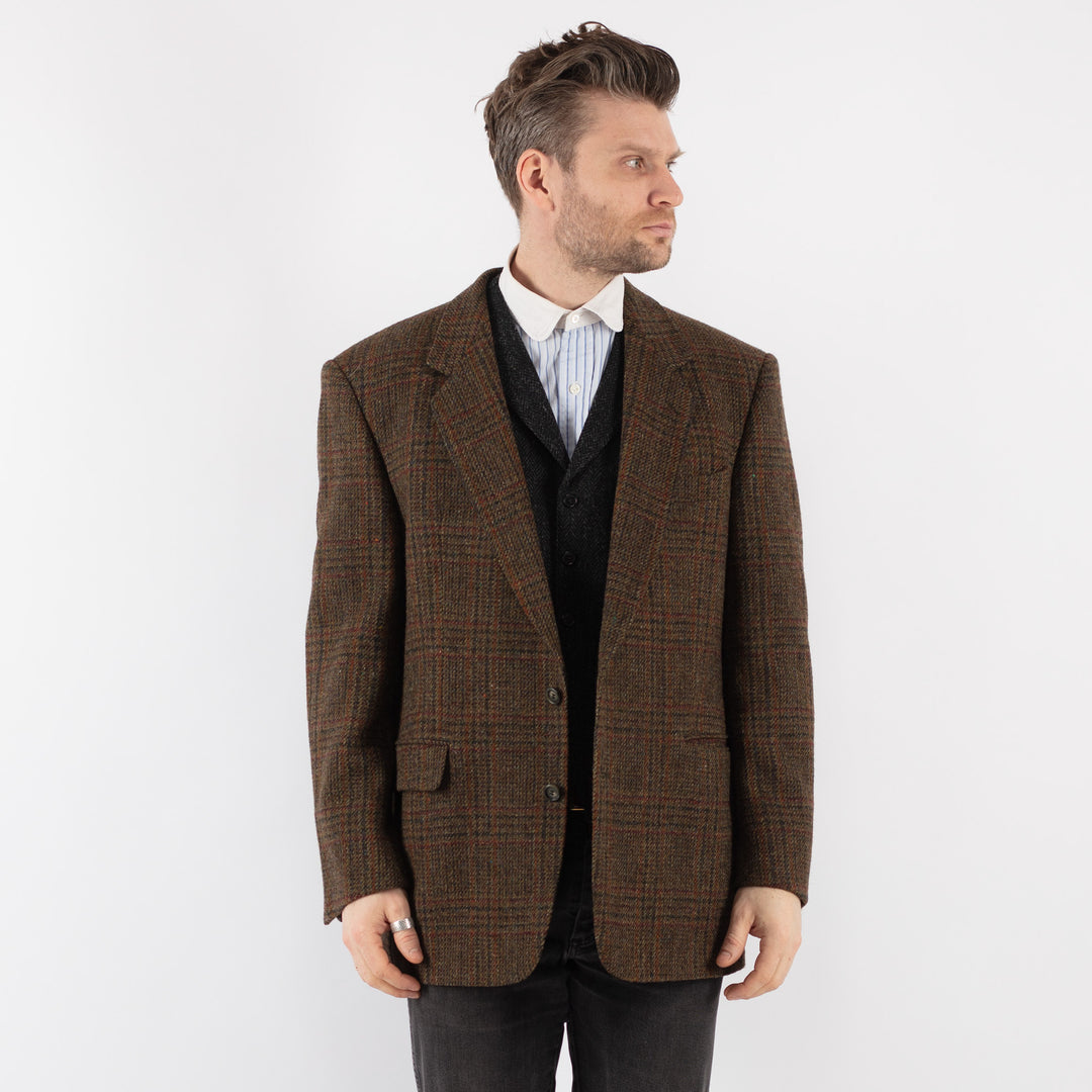 Vintage 70's Men Harris Tweed Jacket in Brown