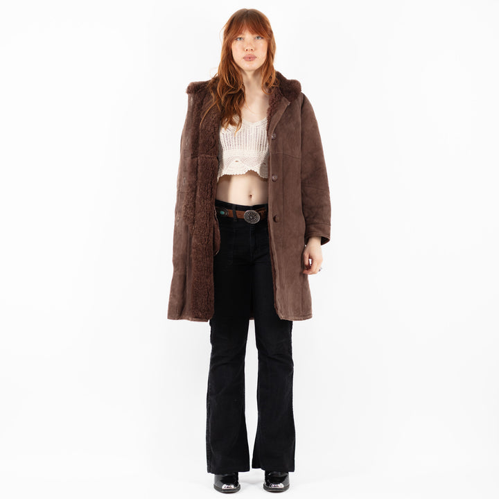 Vintage 90's Women Sheepskin Coat in BrownV9762