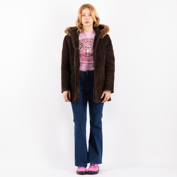 Vintage 70's Women Sheepskin Coat in BrownV9550