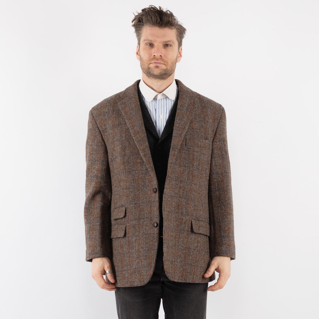 Vintage 00's Men Harris Tweed Jacket in Brown