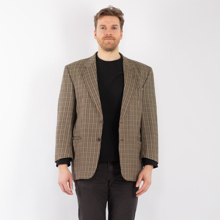 Vintage 90's Men Wool Blazer Jacket in Beige