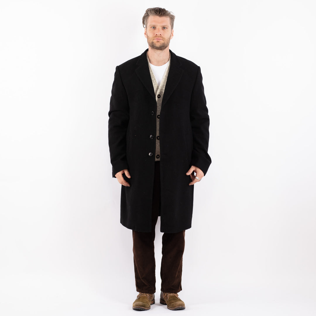 Vintage 00's Men Wool Blend Coat in BlackZ1625