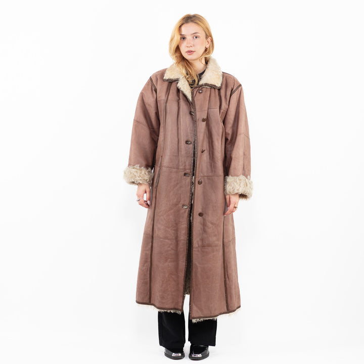 Vintage 80's Women Sheepskin Coat in BrownA0160