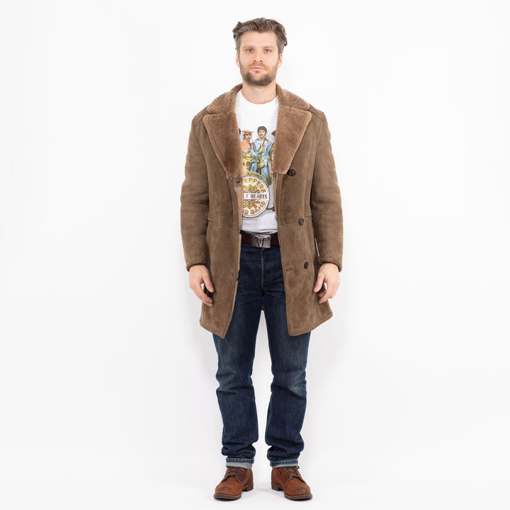 Vintage 70's Men Sheepskin Coat in BeigeZ2662