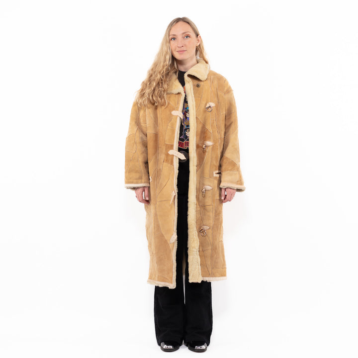 Vintage 90's Women Sheepskin Coat in BeigeA0893