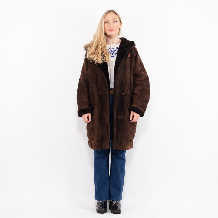 Vintage 90's Women Sheepskin Coat in BrownA0997