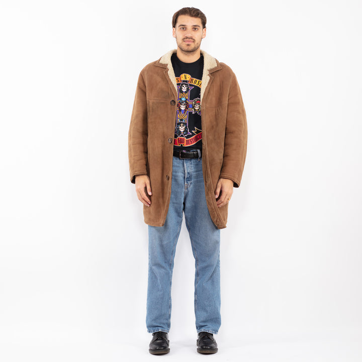 Vintage 70's Men Suede Sherpa Coat in Brown