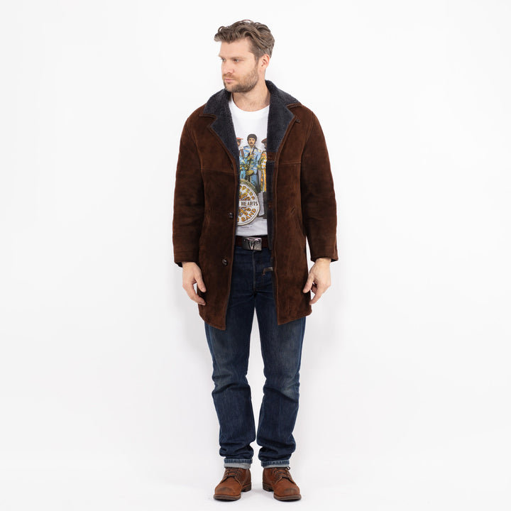 Vintage 70's Men Sheepskin Coat in BrownZ2663
