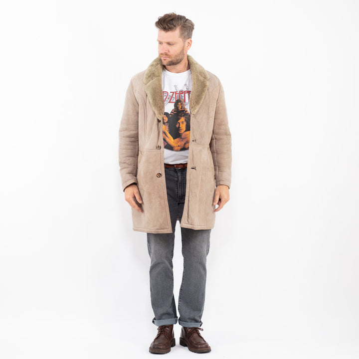 Vintage 80's Men Sheepskin Coat in BeigeZ2282