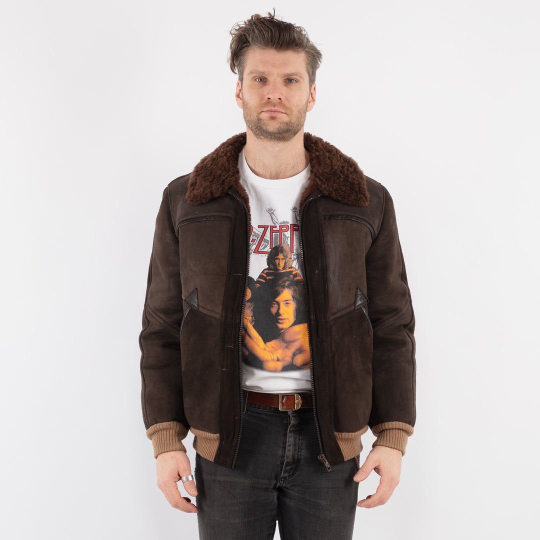 Vintage 60's Men Sheepskin Jacket in Brown