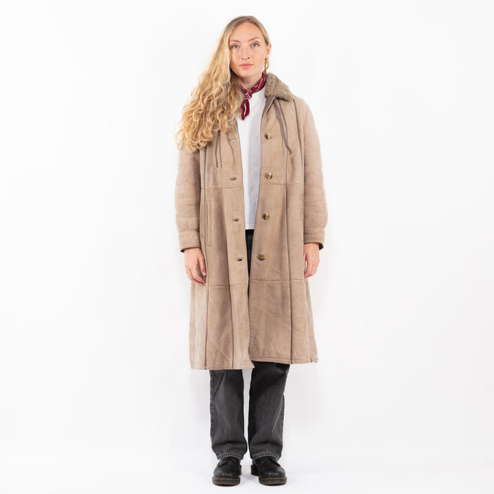 Vintage 70's Women Sheepskin Coat in BeigeA0612