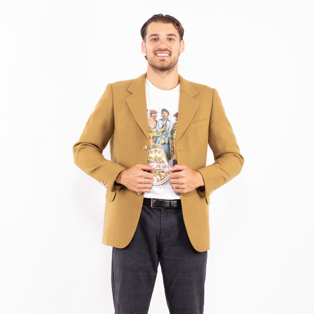 Vintage 70's Men Wool Blazer Jacket in Olive Green