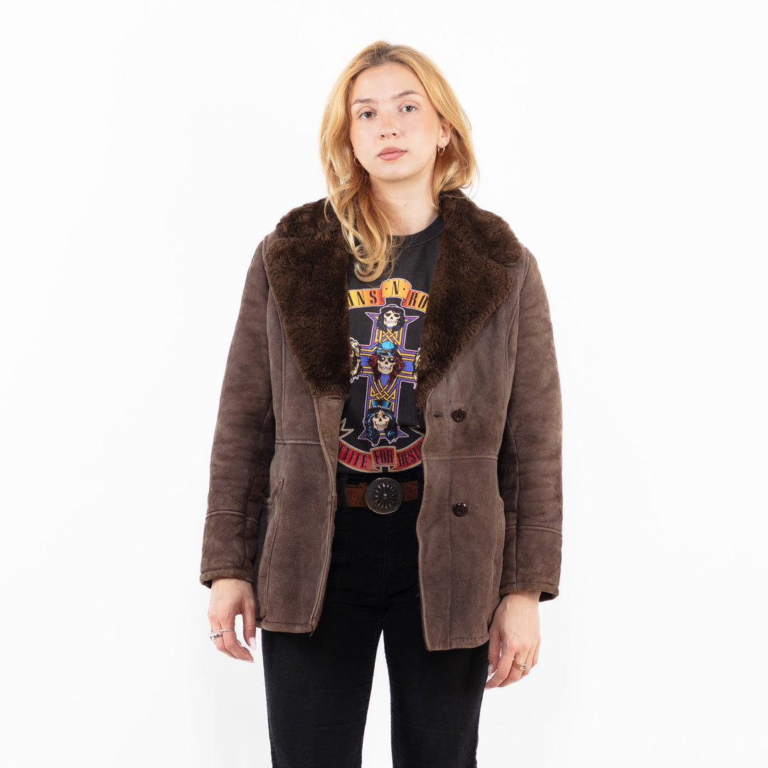 Vintage 70's Women Sheepskin Coat in BrownA0162