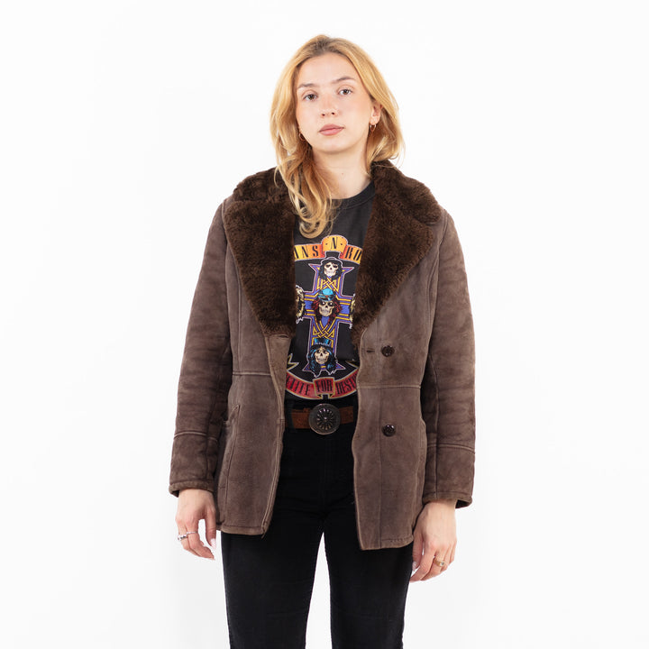Vintage 70's Women Sheepskin Coat in BrownA0162