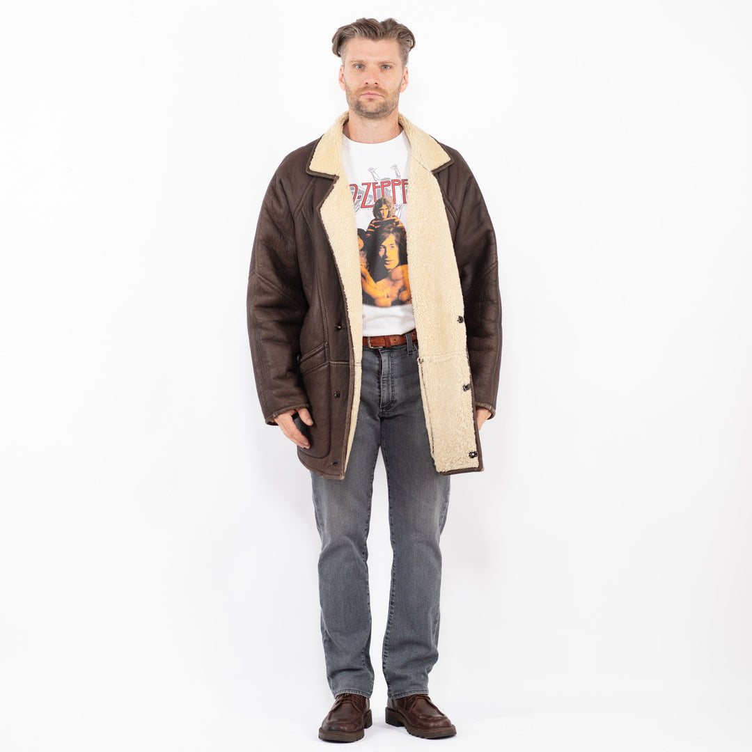 Vintage 80's Men Sheepskin Coat in BrownZ2057