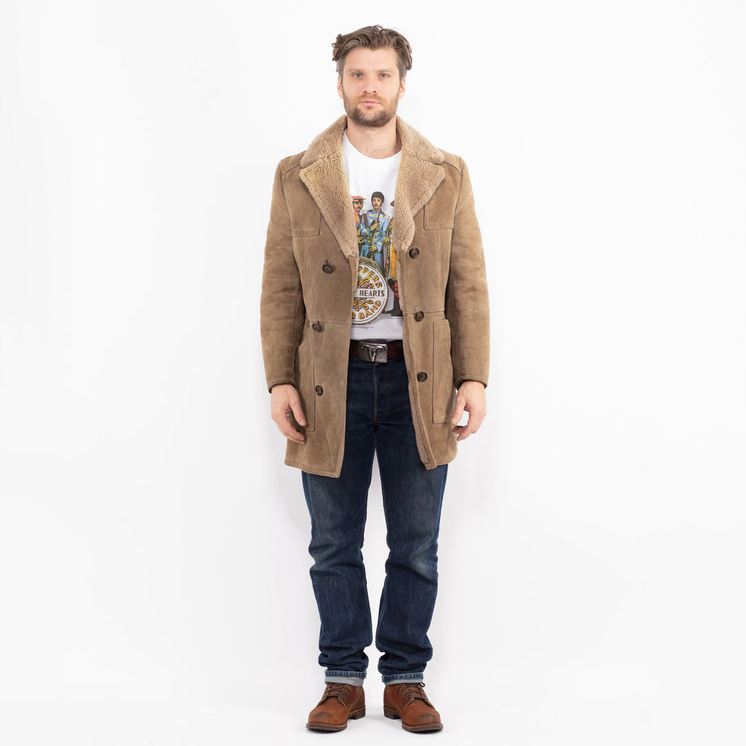 Vintage 70's Men Sheepskin Coat in BeigeZ2664