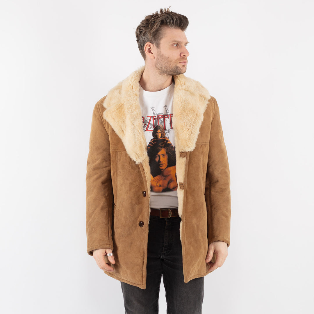 Vintage 70's Men Sheepskin Coat in BeigeZ783