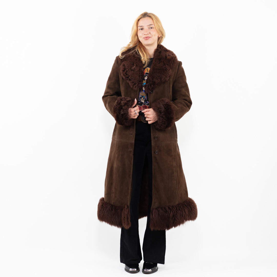 Vintage 70's Women Sheepskin Coat in BrownA0163